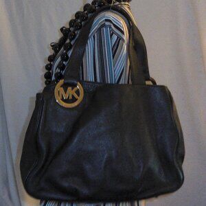 Michael Kors Black Fulton Pebbled Leather Hobo Bag